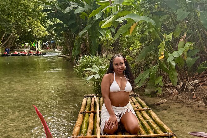 Bamboo Rafting and Horseback Riding on Beach in Ocho Rios - Stop 2: Bamboo rafting on calm river water (plus the limestone foot massage)