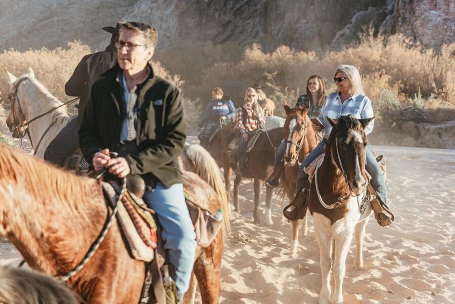 From Las Vegas: Desert Sunset Horseback Ride with BBQ Dinner - The Horse Ride (about 1.5 hours): Calm Horses and Real Cowboy Scenery