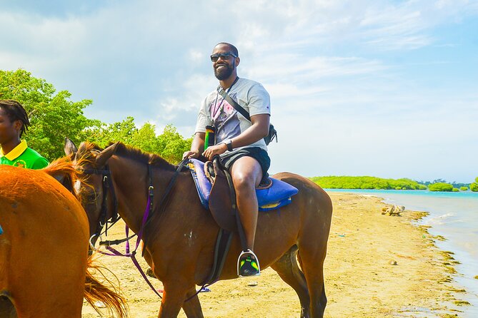 Jamaica's Ocean Horseback Bamboo Raft Adventure and Transport - The full flow: from nature trail to the ocean waves