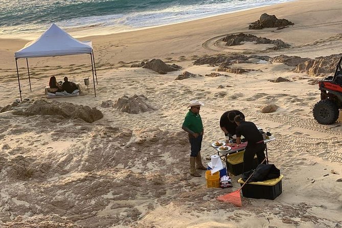 Love is in the air: Private Cabo Beach Sunset Horse Ride W Dinner - Your Private Sunset Dinner on the Beach: Fajitas, Wine, and Sun Dropping