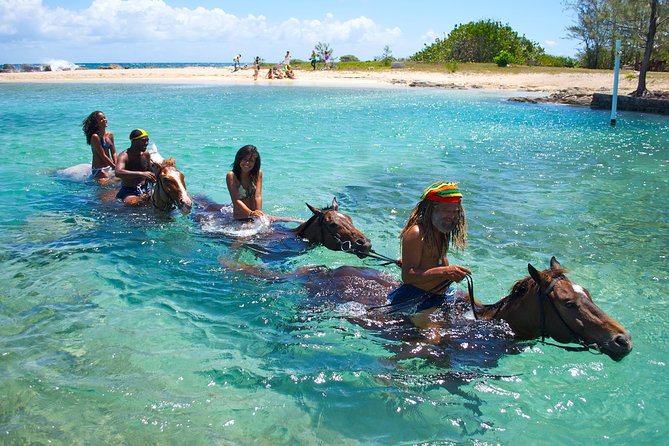Sand n Saddle Horseback Ride & Swim Tour from Falmouth - North-Coast Private Beach Time: Swim, Ride Into the Water, and Bareback Options
