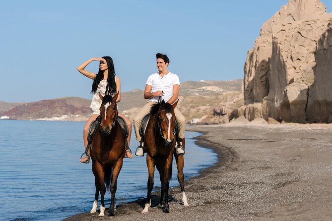 Santorini: Horse Riding to the Black Sandy Beach (Eros beach) - Photos, Helmets, and Saddlebags: Small Details With Big Payoff